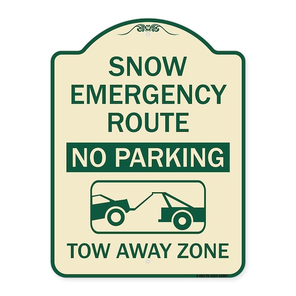 Signmission Snow Emergency Route Tow Away Zone W/ Graphic Heavy-Gauge Aluminum Sign, 24" x 18", TG-1824-22887 A-DES-TG-1824-22887 - main